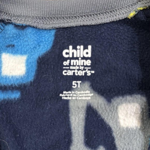 Long sleeved, footed, fleece pyjamas for boy. Construction vehicle print. - Picture 4 of 4